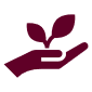 A hand holding a plant icon